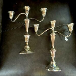 Pair Of Reed & Barton Sterling Silver Candelabras 3 Arm Beautiful 11”